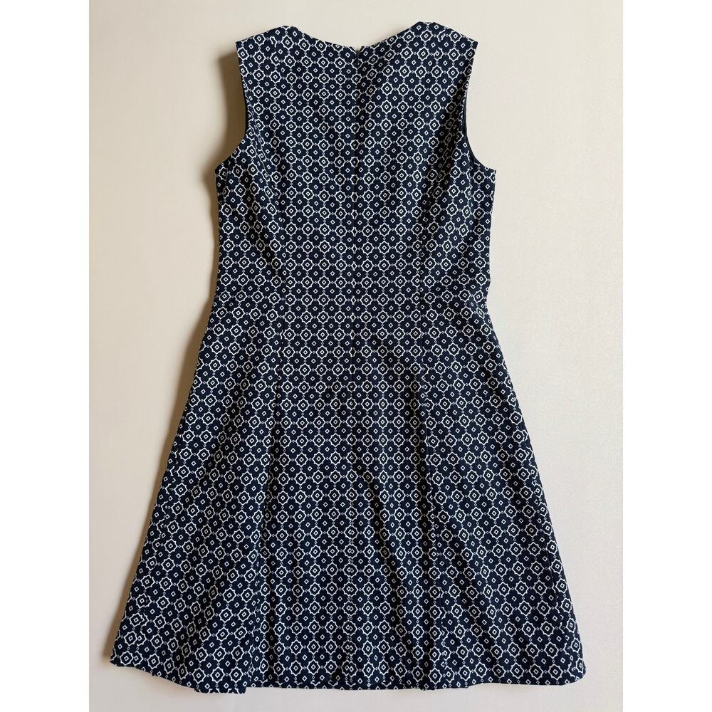 Brooks Brothers Women's Navy Blue Geometric Print Fit & Flare Dress Size 8 - Picture 5 of 13